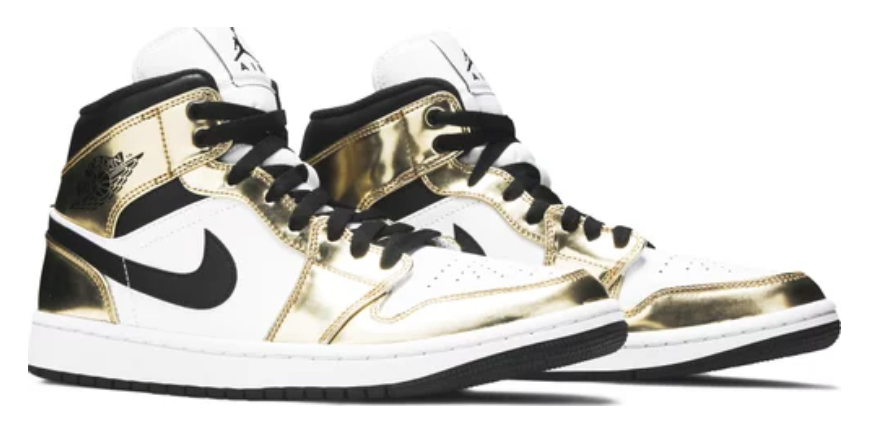 Air Jordan 1 Mid Metallic Gold Black White