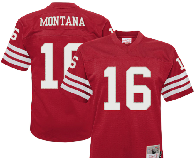 Joe Montana #16 49ers Red Large