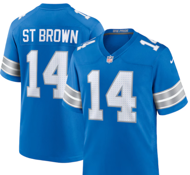 Amon-Ra St. Brown #14 Lions Blue